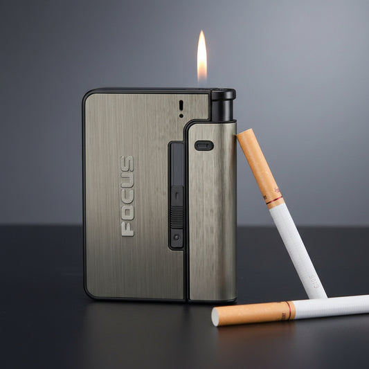Cigarette Case with Built-in Lighter – Holds Up to 10 Cigarettes