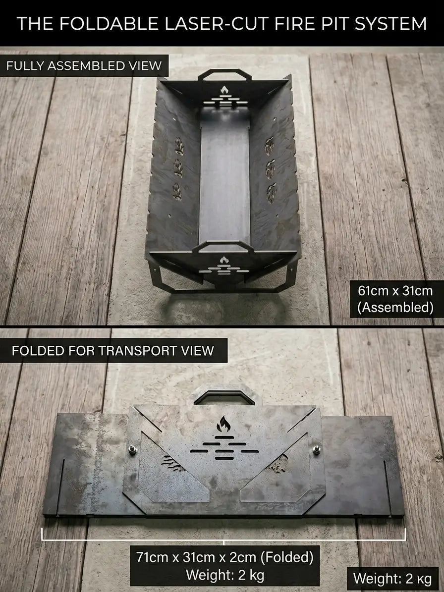 Portable Foldable Fire Pit & BBQ Grill Heavy Duty Steel Camping Stove