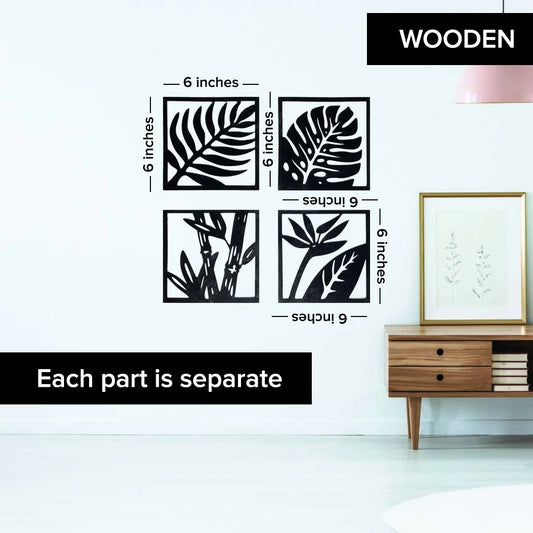 Wooden Leaf Wall Art – Set of 4