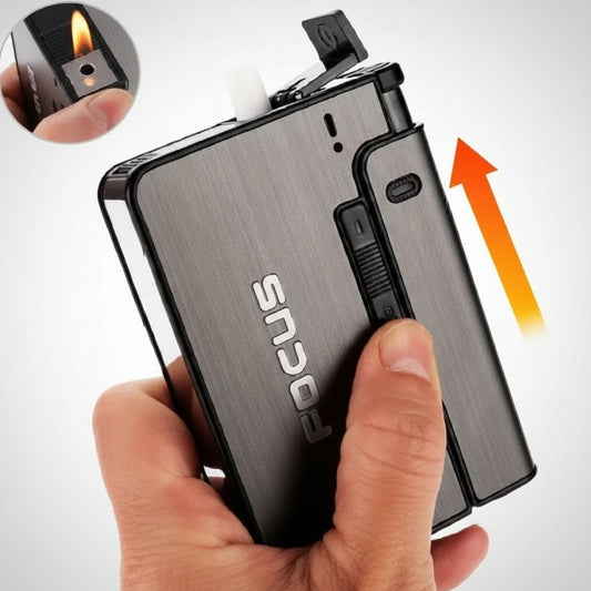 Cigarette Case with Built-in Lighter – Holds Up to 10 Cigarettes