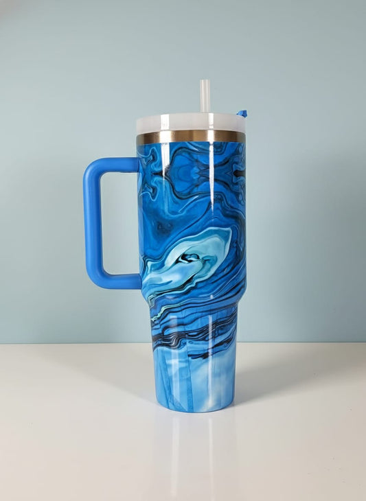 Marble Stainless Steel Tumbler with Handle