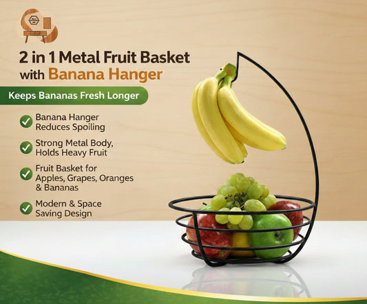 Metal Fruit Basket with Banana Hanger