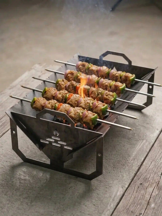 Portable Foldable Fire Pit & BBQ Grill Heavy Duty Steel Camping Stove